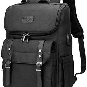 YALUNDISI Vintage Backpack Travel Laptop Backpack with usb Charging Port for Women & Men College Backpack Fits 15.6 Inch Laptop Black
