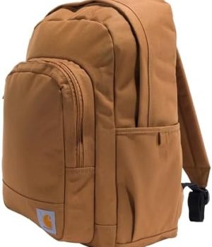 Carhartt 25L Classic Laptop Backpack, Durable Water-Resistant Pack W/ 15″ Laptop Sleeve and Multiple Organizational Compartments, PFAS Free, Carhartt Brown